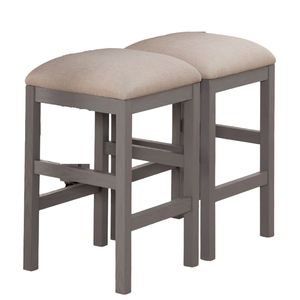 Set di 2 Sgabelli da Cucina e Sala da Pranzo Grigio Chiaro con Seduta Imbottita in Tessuto Beige, Nuovo Design - Product Image 3
