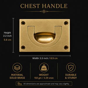 SHUBHAM Solid Brass <b>Chest</b> <b>Handle</b> – Heavy Duty Recessed Flush Pull <b>Handle</b> for Drawer, Cabinet & Furniture - Product Image 6