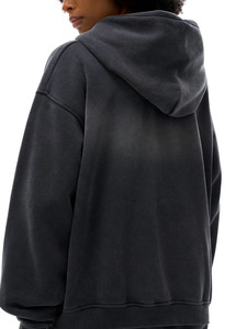 Sudadera con Capucha Unisex Negra, Oversize, con Rayas, de Algodón y Felpa, con Bolsillo Canguro, Estilo Casual Urbano, Transpirable para Invierno - Product Image 5