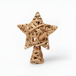 Christmas holiday ornament supplies water hyacinth ornament woven <b>stars</b> wall <b>hanging</b> decor - Product Image 5