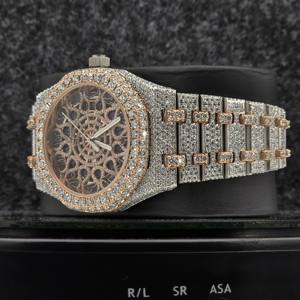 Reloj Mecánico Automático para Hombre, 41 mm, con Diamantes Moissanite VVS D, Estilo Hip Hop, Acero Inoxidable, Dorado/Plateado, Analógico, Zafiro - Product Image 3