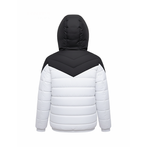 Veste matelassée à capuche noire et blanche pour homme, manteau d'hiver chaud et léger, veste d'extérieur zippée - Product Image 4