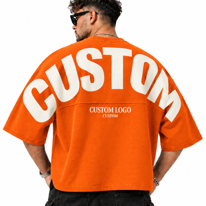 Custom Men Oversized Jersey <b>T</b>-<b>Shirt</b> Heavy Cotton Streetwear Drop Shoulder Short Sleeve Solid Color High Quality Printed Graphic - Product Image 1