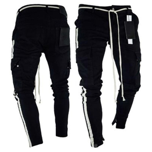 Premium Men Y2K Vintage Pencil Pants Slim Fit <b>Stretch</b> Ripped Jeans Streetwear Casual OEM Bulk Custom Logo Trendy Wear - Product Image 1
