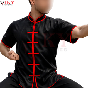 Fournisseur de services OEM/ODM – Ensemble d'entraînement en satin noir avec passepoil rouge, veste et pantalon pour l'entraînement des ailes - Product Image 4