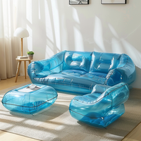 Sofá Cama Inflable Plegable de PVC Transparente Clásico de Una Plaza para Adultos, Ideal para Gimnasio, Escuela, Diseño Moderno y Elegante para Apartamentos