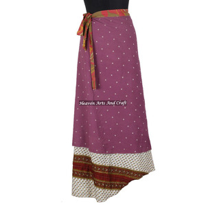 Magic Long 38 Inch <b>Wrap</b> Reversible Silk <b>Wrap</b> Halter Long Vintage Silk Blend Double Layer Sarong Sari Magic <b>Wrap</b> <b>Skirt</b> - Product Image 6