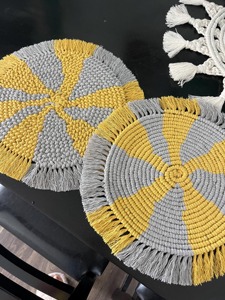 Dual Color Macrame Round Table Placemats Handmade Boho Dining Table <b>Mats</b> Perfect for Kitchen Coffee Table Home Decor Styling - Product Image 5