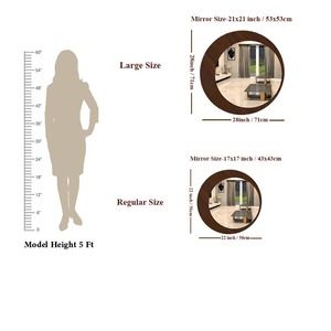 New design Round wooden wall <b>mirror</b> brown color customized size color available for entryway living room dining space - Product Image 4