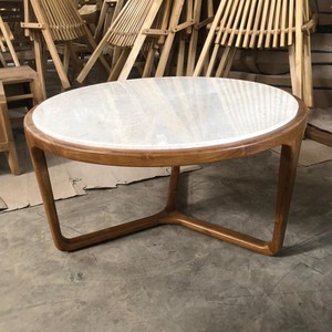 Custom Hospitality Furniture Plantation Teak Travertine Marble Side <b>Table</b> Hotel Resort Villa Project Indonesian Manufacturer - Product Image 6