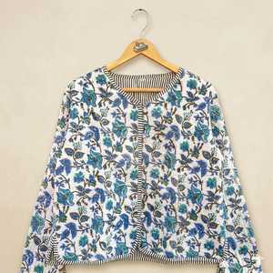 Handmade <b>Quilted</b> Kantha Jacket Vintage Reversible Cotton Sari Coat Sustainable Bohemian Women's <b>Winter</b> Outerwear - Product Image 4