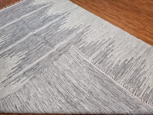 Abstract Pattern <b>Wool</b> Acrylic Flat Weave Rug Rectangle Handmade Scandinavian Style Living Room Area Rug with Fringe - Product Image 5