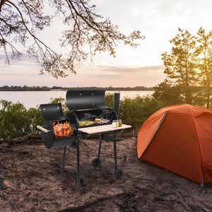 <b>Large</b> Capacity 44*25*44 Inches Double Oven <b>Charcoal</b> Grill Outdoor Camping Picnic Black Stainless Steel <b>BBQ</b> Painted Chimney - Product Image 5