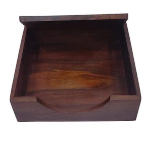 Boîte à mouchoirs multifonctionnelle en bois d'acacia foncé, faite à la main, moderne, autoportante, écologique et décorative - Product Image 2