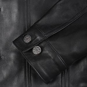 Chaqueta RTS de venta caliente con logotipo personalizado, negra, con botones, para hombre, estilo vintage, de cuero, de alta calidad, para invierno. - Product Image 6