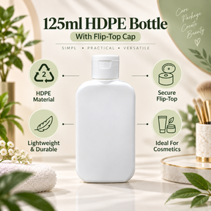 ขวดพลาสติก HDPE ขนาด 125 มล. สำหรับเครื่องสำอาง พร้อมฝาปิดแบบพลิก |   บรรจุภัณฑ์สำหรับโลชั่น แชมพู ครีมอาบน้ำ ผลิตภัณฑ์ดูแลผิว ผลิตภัณฑ์ดูแลส่วนบุคคล - Product Image 5