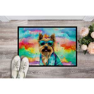 Cairn Terrier Hippie Dawg Doormat Non Slip Washable Low Pile 24H X 36W Indoor <b>Outdoor</b> Entryway <b>Rug</b> for Front Door - Product Image 2