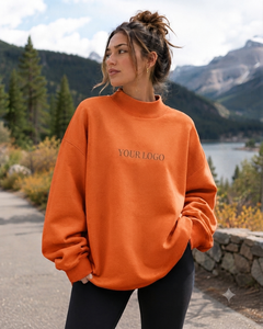 Women's Oversized Mockneck Sweatshirt Premium Cotton Fleece Blank Custom Streetwear Manufacturing - Product Image 1