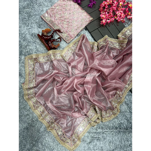 งานปักเลื่อมและงานทำจากผ้าไหมเนื้อแท้ติดกระจกและประดับมุกด้วยผ้าลูกไม้ - Product Image 1