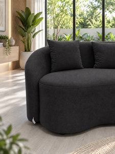 Canapé Courbé Cello Noir par Emerald Sofa, Canapé Rond Moderne et Contemporain pour Salon, Studio, Fabrication Personnalisée de Tissus - Product Image 3