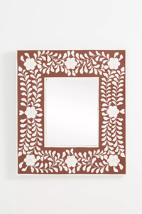 Floral Bone Inlay Large Elegant Bohemian Handmade Wall <b>Mirror</b> with Floral Pattern for Bathroom Use and Living Room Decor - Product Image 2