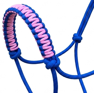 HM GLOBAL Halter de Cuerda Azul PP con Brida Trenzada Rosa para Equipo de Entrenamiento de Equitación Western - Product Image 2
