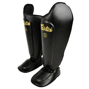 Espinilleras de Cuero Fairtex para Muay Thai y Boxeo, Protección Negra Personalizada, Ajustables, para Entrenamiento de Kick Boxing - Product Image 1