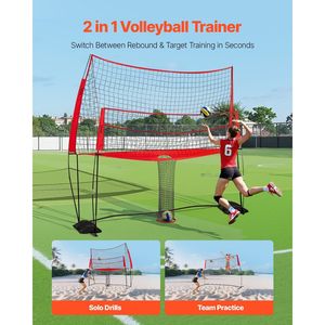 Sistema di Rete Portatile 2-in-1 per Allenamento di Pallavolo, Altezza Regolabile, Attrezzatura per Pratica con Ritorno Palla, Facile da Usare - Product Image 2