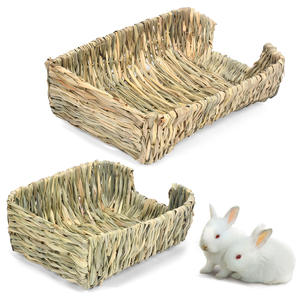 Natural plant fiber rectangular <b>bed</b> house grass house rabit active <b>nesting</b> shelter organic chewable toy rabbits guinea pig - Product Image 4