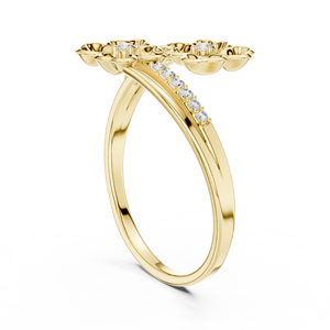 Anillo de oro macizo de 14k para mujer con diamante de corte redondo minimalista en forma de flor, ideal para regalo, compromiso, aniversario, boda. - Product Image 4