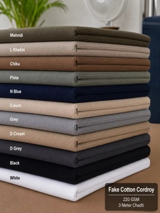 Tissu en velours côtelé imitation coton de qualité supérieure, 220 GSM, couleur unie, côtelé, 3 mètres de long, pour vêtements et ameublement - Product Image 1