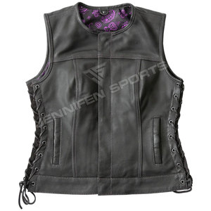 Chaleco de Motocicleta de Cuero Genuino para Hombre, Diseño con Solapa y Cremallera Diagonal, Chaleco sin Mangas de Piel de Vaca, Servicio OEM, Transpirable - Product Image 1