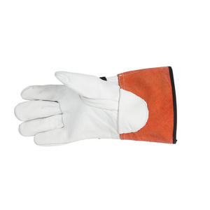 Gants de soudage en cuir avec manchette orange et sangle noire pour soudage à l'arc, gants de soudage en cuir de deuxième couche - Product Image 3