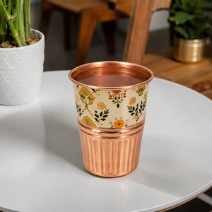 Vaso de Agua de Cobre Puro Hecho a Mano, Vaso de Cobre con Diseño Impreso, Taza Ayurvédica para Beber, Vajilla Floral para Cocina, Venta al por Mayor, 300 ml - Product Image 4