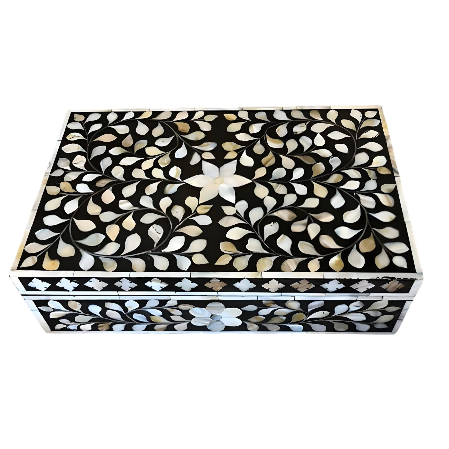 Black floral inlay