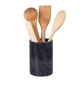 Modern Blacks Marble Spoon Holder <b>Kitchen</b> Countertop Standing Cutlery <b>Storage</b> holder At Reasonable Price - Product Image 1