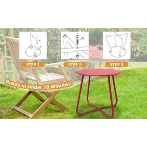 Tavolino Laterale in Metallo per Esterni, Resistente alle Intemperie, Portatile, per Giardino, Balcone, Cortile - Product Image 5