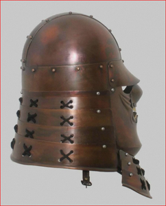 Casque de samouraï en métal lourd avec surface plaquée platine - Product Image 4