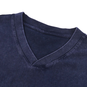 Summer Vintage Distressed Washed Men Women Oversized <b>T</b>-shirts V Neck Custom Your Own Front 100% Cotton Heavyweight Acid Wash - Product Image 3