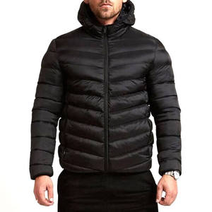 Veste matelassée d'hiver à capuche personnalisée avec logo, en polyester/nylon, pour homme, fermeture éclair, col montant, respirante, chaude, pour l'extérieur, grande taille - Product Image 1