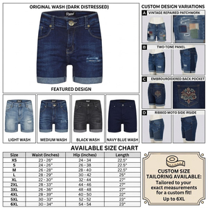 Shorts de Mezclilla Desgastados |   Shorts Vaqueros Personalizados con Lavado Oscuro, Dobladillo Enrollado y Detalle Desgarrado - Product Image 2