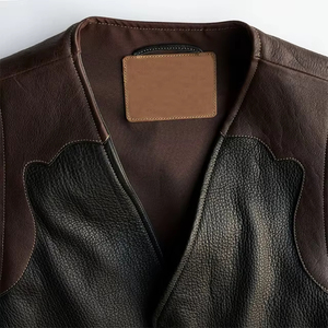 2026 OEM <b>Men's</b> <b>Black</b> Leather <b>Vest</b> Winter Outerwear Front Pockets Sleeveless Plus-Size Low MOQ High Street Style Quick Dry - Product Image 6