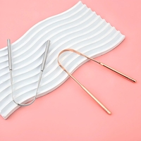 Ensemble de gratte-langue en acier inoxydable de qualité supérieure, design ergonomique en forme de U, nettoyant pour la langue en métal rose doré pour usage clinique