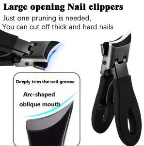 Kit de 4 coupe-ongles robustes pour personnes âgées aux ongles épais, grand coupe-ongles noir avec lime à callosités - Product Image 6