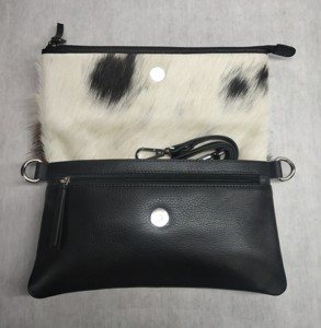 Sac à main bandoulière vintage pliable en cuir et fourrure pour femme avec pompon et pochette pour téléphone portable - Product Image 2