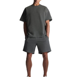 Ensembles d'été décontractés unisexes en gros : shorts et t-shirts, survêtement uni 100 % coton léger et respirant - Product Image 1