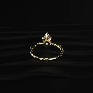 Bague de fiançailles classique en diamant marquise 1,1 carat avec pavé torsadé, bijoux fins en diamant cultivé en laboratoire provenant d'un fournisseur indien - Product Image 4