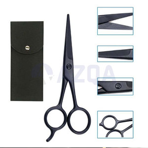 Ciseaux à cheveux en acier inoxydable noir, lame de rasoir, ciseaux de coiffure, ciseaux de barbier, emballage personnalisé - Product Image 6