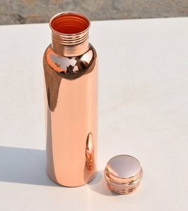 Botella de Agua de Cobre Puro con Acabado Brillante, a Prueba de Fugas, con Logotipo Personalizado, Botella Ayurvédica para Beber, Proveedor de Fábrica OEM, Venta al Por Mayor - Product Image 1