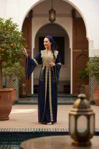 <b>Plus</b> <b>Size</b> High Neck Long Sleeve Hand Beaded Lightweight Floor Length <b>Kaftan</b> for Muslim Fashion Women-Ethnic Style Wedding Party - Product Image 4